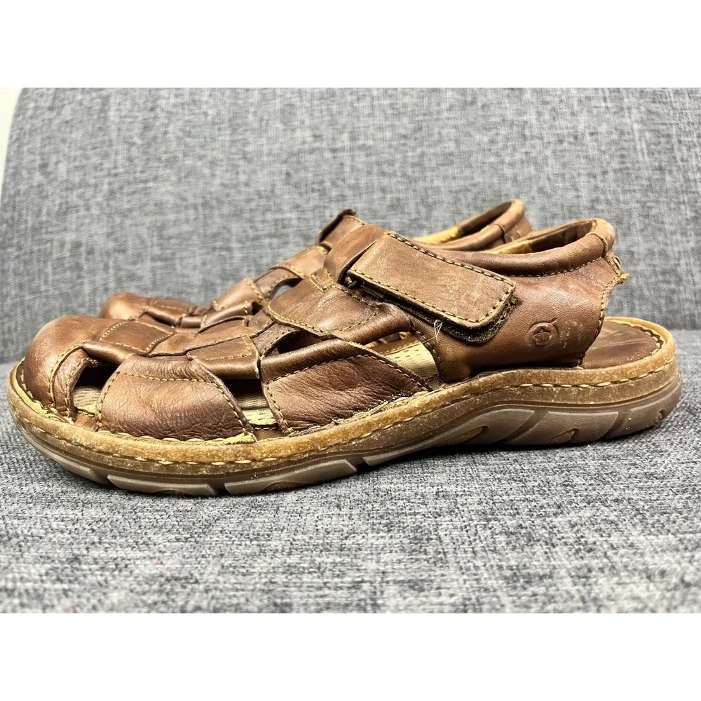 Born Cabot III Mens Brown Leather Fisherman Sandals Caged Closed Toe Size 11/44